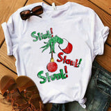 Men And Women Grinch Shirt Christmas Grinch Printed Round Neck T-shirt