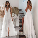 Women Lace Wedding Dress Women's Camisole Gown Split Dress