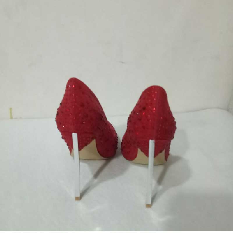 Hot Pink Heels Pointed Toe Rhinestone Metal Heel Catwalk Show High Heels