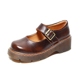 Mary Jane Shoes Summer Buckle Height-Increasing Leather Shoes Women