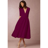 Burgundy Evening Dresses for Weddings Midi Dress for Women