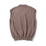 Men Sweater Solid Color Knitted Vest Man Loose Sleeveless Pullover