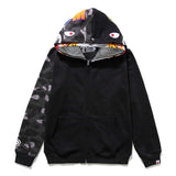 Bathing Ape Hoodie Tiger Head Shark Double Hood Sweater Camouflage Hoodie Youth Hooded Sweater Casual Coat