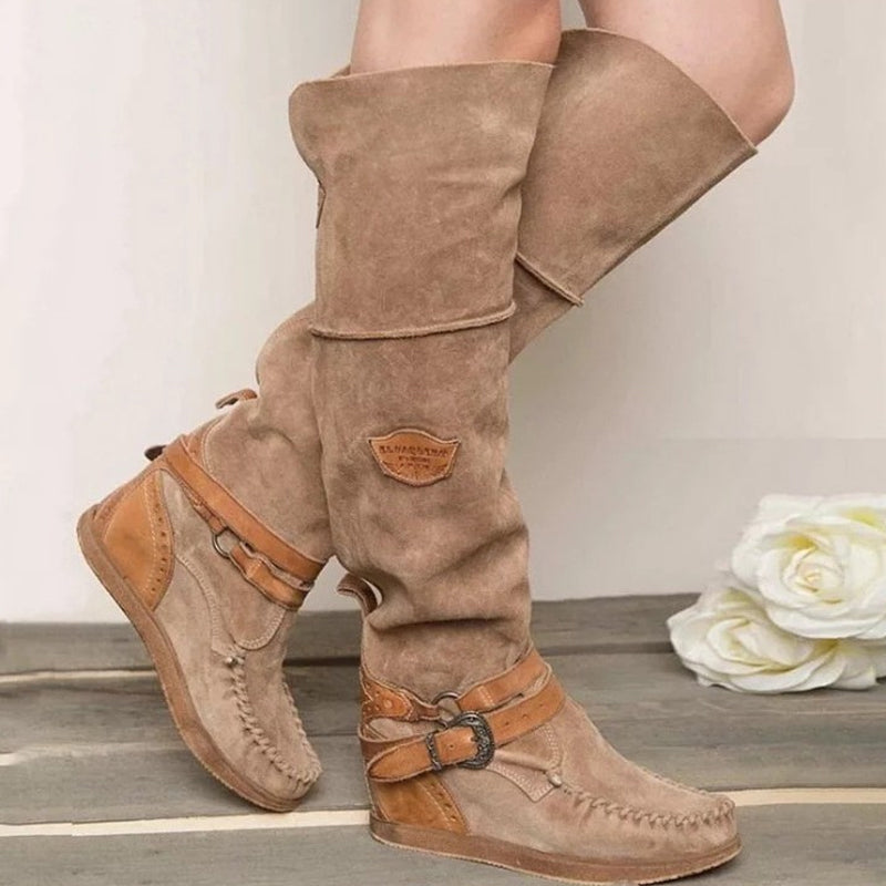 Yellowstone Cowboy Boots Wear-Resistant Platform High Boots Female Flat Casual Tassel Boots