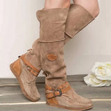 Yellowstone Cowboy Boots Wear-Resistant Platform High Boots Female Flat Casual Tassel Boots