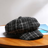 Vintage Check Bucket Hat Plaid Beret