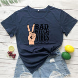 Halloween Costumes Bad Witch Vibe Shirt Bad Witch Vibes Printed Loose Fashion Men's and Women's Short-Sleeved T-shirt
