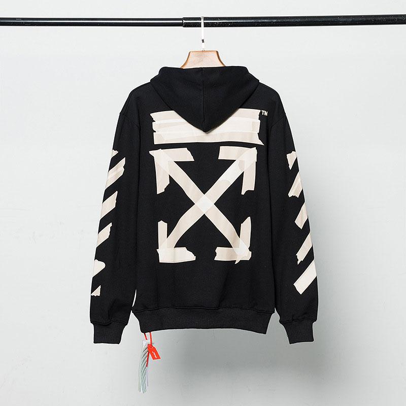 Off White Hoodie With Arrow Print Arrow Plus Size Casual And Comfortable Cotton Men'S Clothing Owt