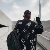 Men Sweater Dark Series Cartoon Fun Letters Brocade Sweater Men