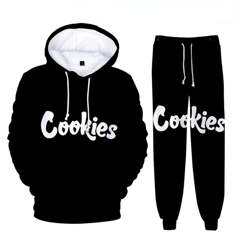 Cookies Hoodie Digital Color Printing Hooded Ankle Banded Pants Set